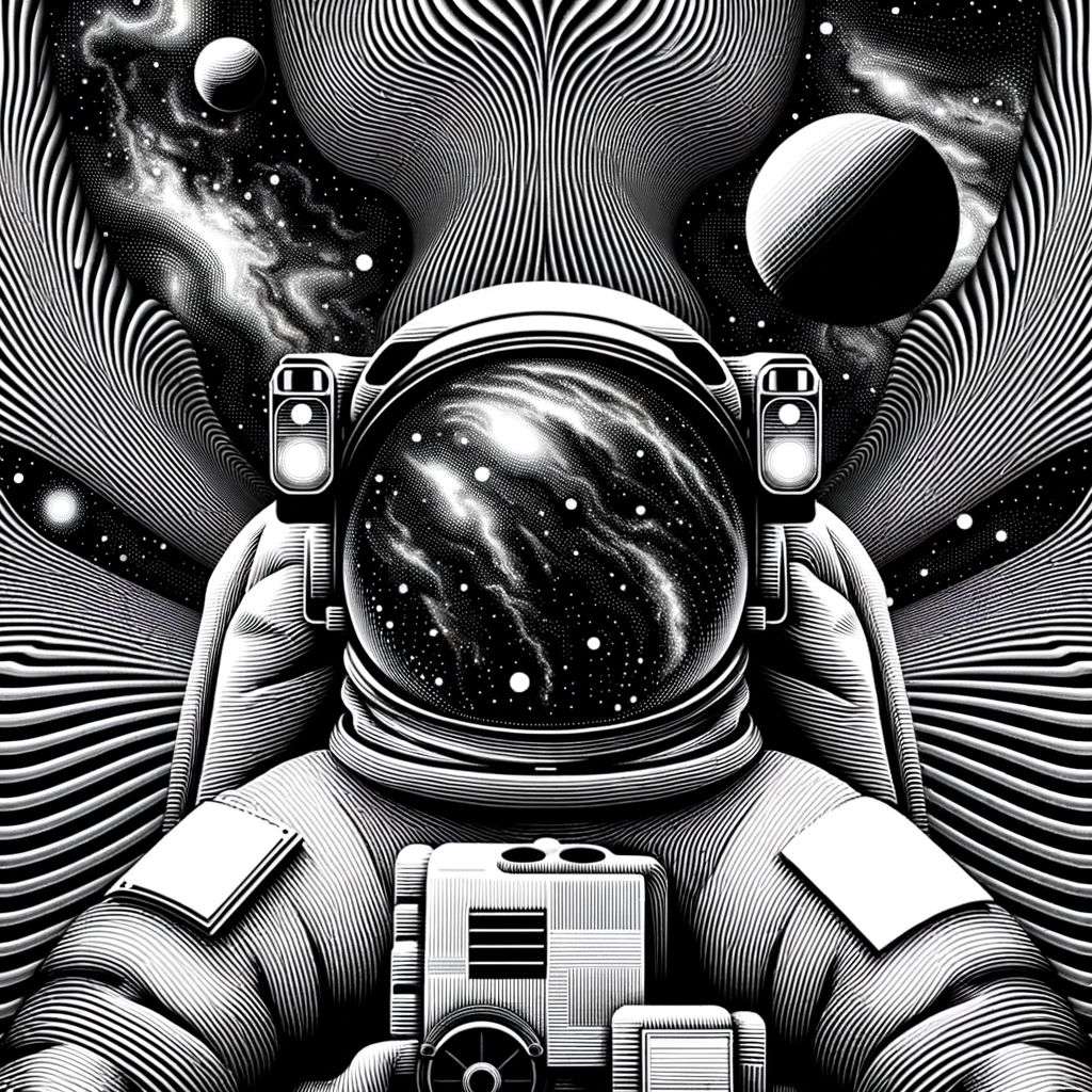 an astronaut, digital art, op art